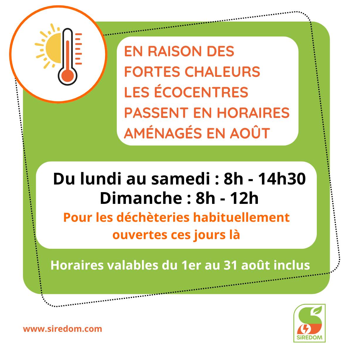 Nouveaux horaires déchèteries