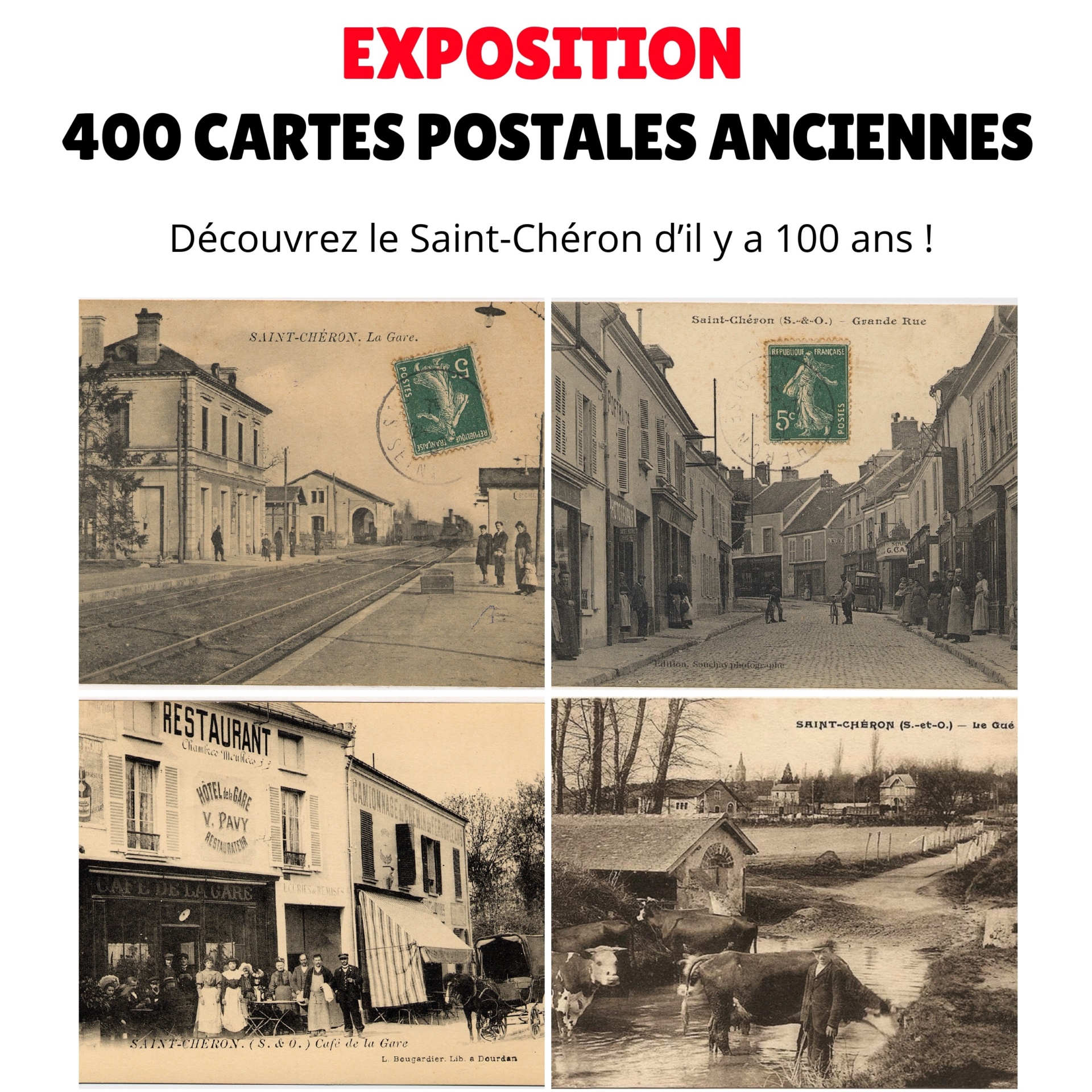 Affiche exposition cartes postales - Ecomusée de Saint-Chéron