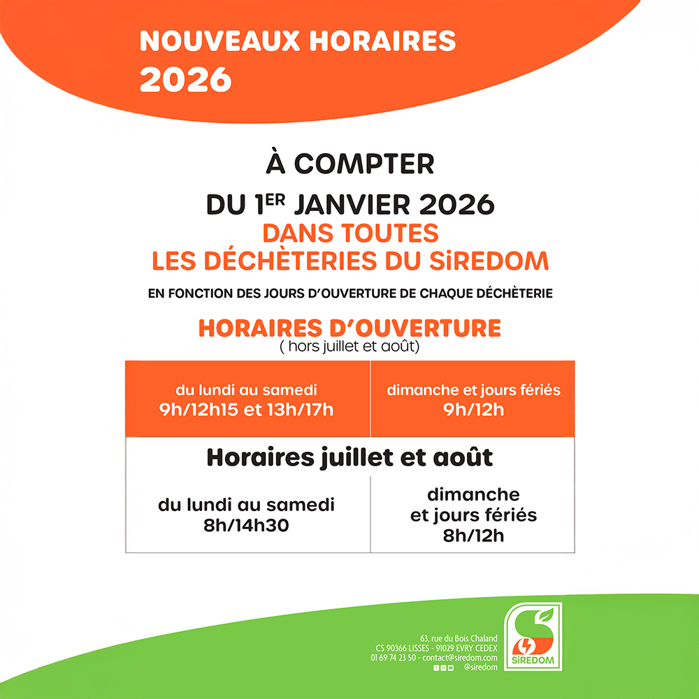 Horaires SIREDOM